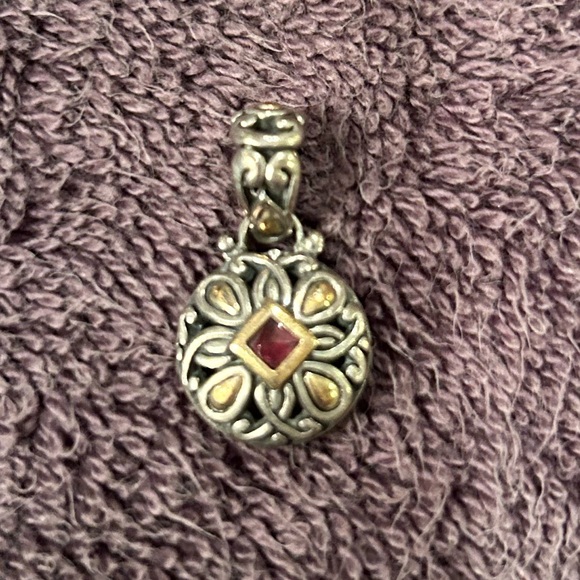 John Hardy vintage sterling and 18k gold rhodolite garnet slide pendant - Picture 1 of 5